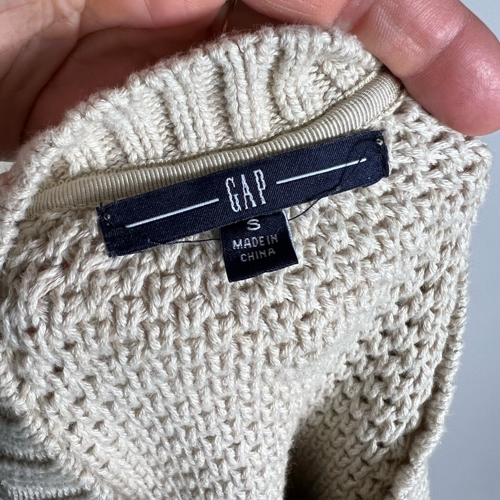 GAP Cotton Short Sleeve Knit Beige Cardigan Sweater Womens Small - Picture 5 of 7